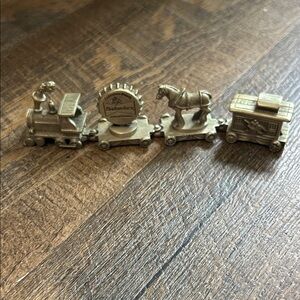 Vintage Pewter Budweiser Train Set 4 Pieces Clydesdale Bottlecap Cab Car Caboose